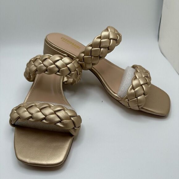 CUSHIONAIRE Women's two band braided low block heel slide sandal +Memory Foam 7. - Picture 6 of 7
